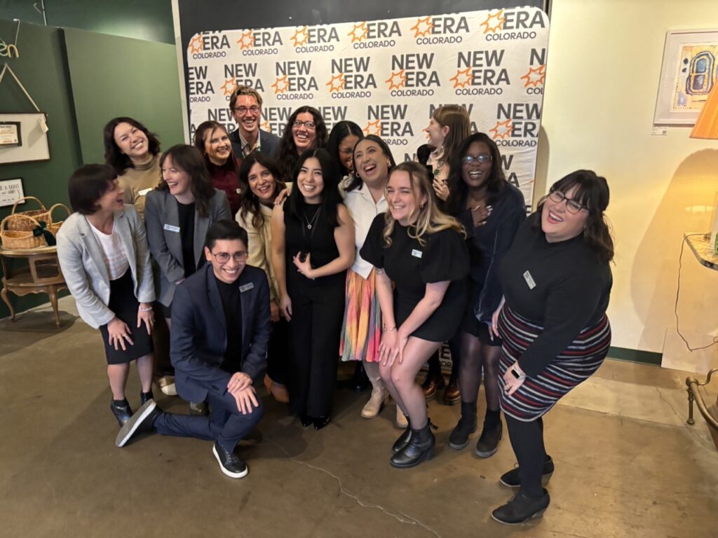Photo of New Era staffers at the 2025 Opening Day Happy Hour.